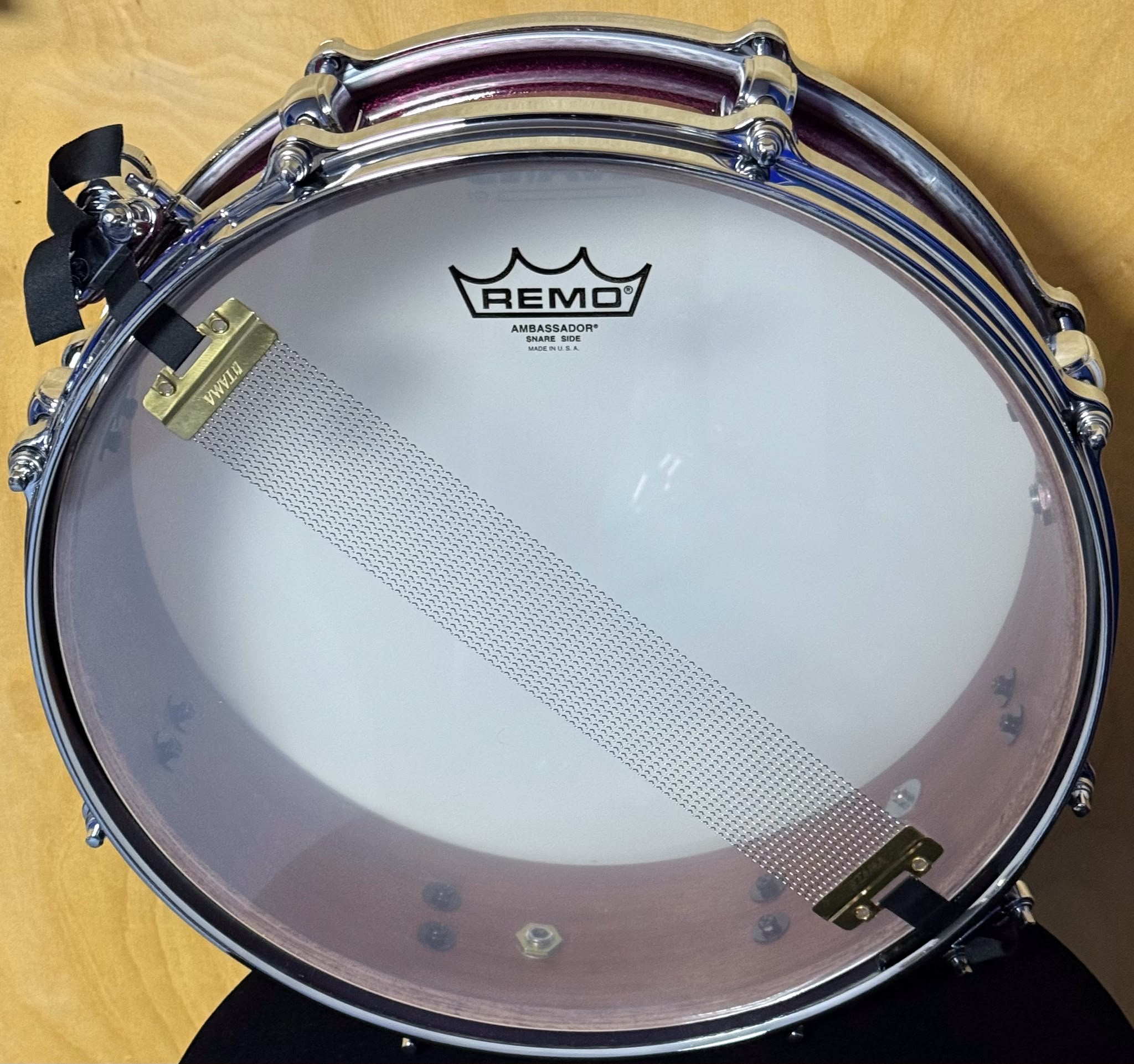 Tama Starclassic Bubinga Piccolo 14X3.8 Snare Drum Ultra Violet Sparkle Made In Japan (converted floor) W/case – סנר פיקולו טאמה סטארקלאסיק בובינגה תוצרת יפן עם קייס – תמונה 5
