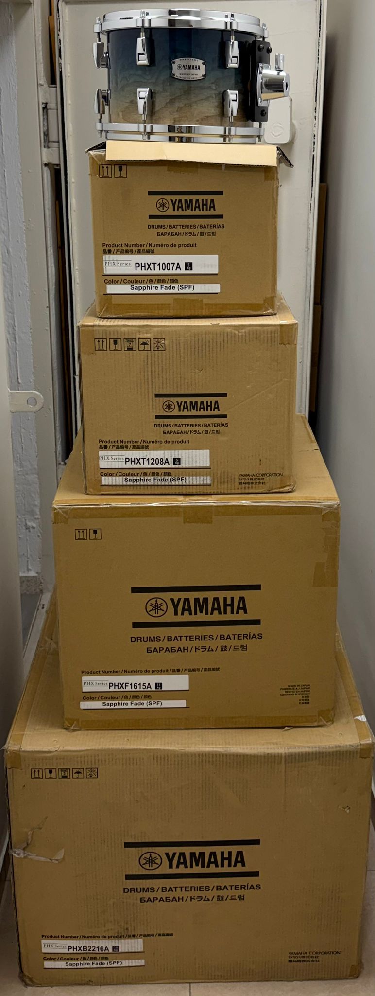 Yamaha PHX 4pc Drum Kit Sapphire Fade Finish - ימאה פיניקס 4 חלקים בגימור פייד כחול ספיר – תמונה 3